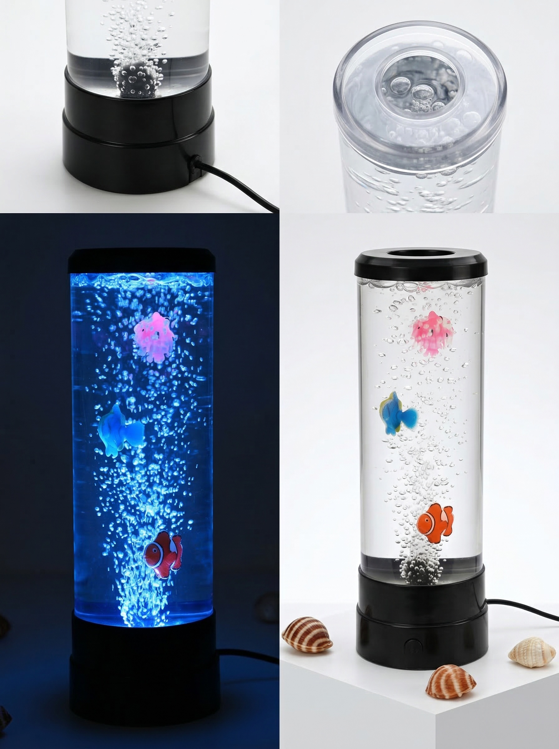 LED pufakchali meduza chirog‘i - Akvarium tungi chirog‘i, rangli yoritgich, USB – 2